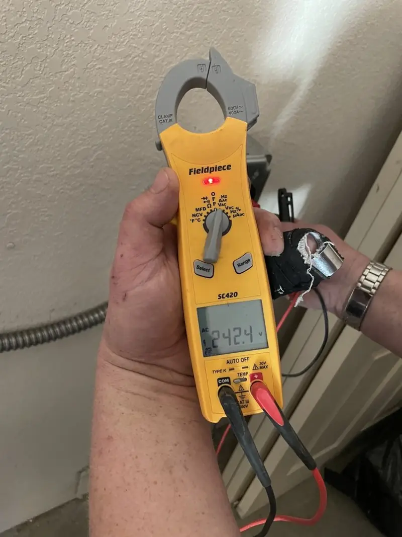 Voltage testing with clamp meter during Generator Installation in Rutland